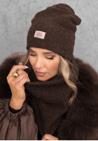 Souprava Čepice i szalik z kożuszkiem Winter Lady Černé