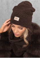 Souprava Čepice i szalik z kożuszkiem Winter Lady Černé
