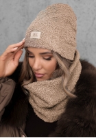 Souprava Čepice i szalik z kożuszkiem Winter Lady Černé