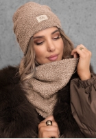 Souprava Čepice i szalik z kożuszkiem Winter Lady Černé
