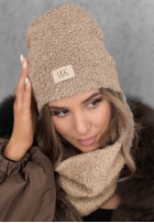 Souprava Čepice i szalik z kożuszkiem Winter Lady Černé