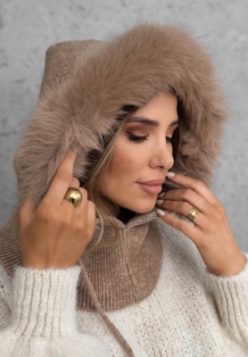 Nákrčník balaklava s kožešinkou Winter Crush Mokka