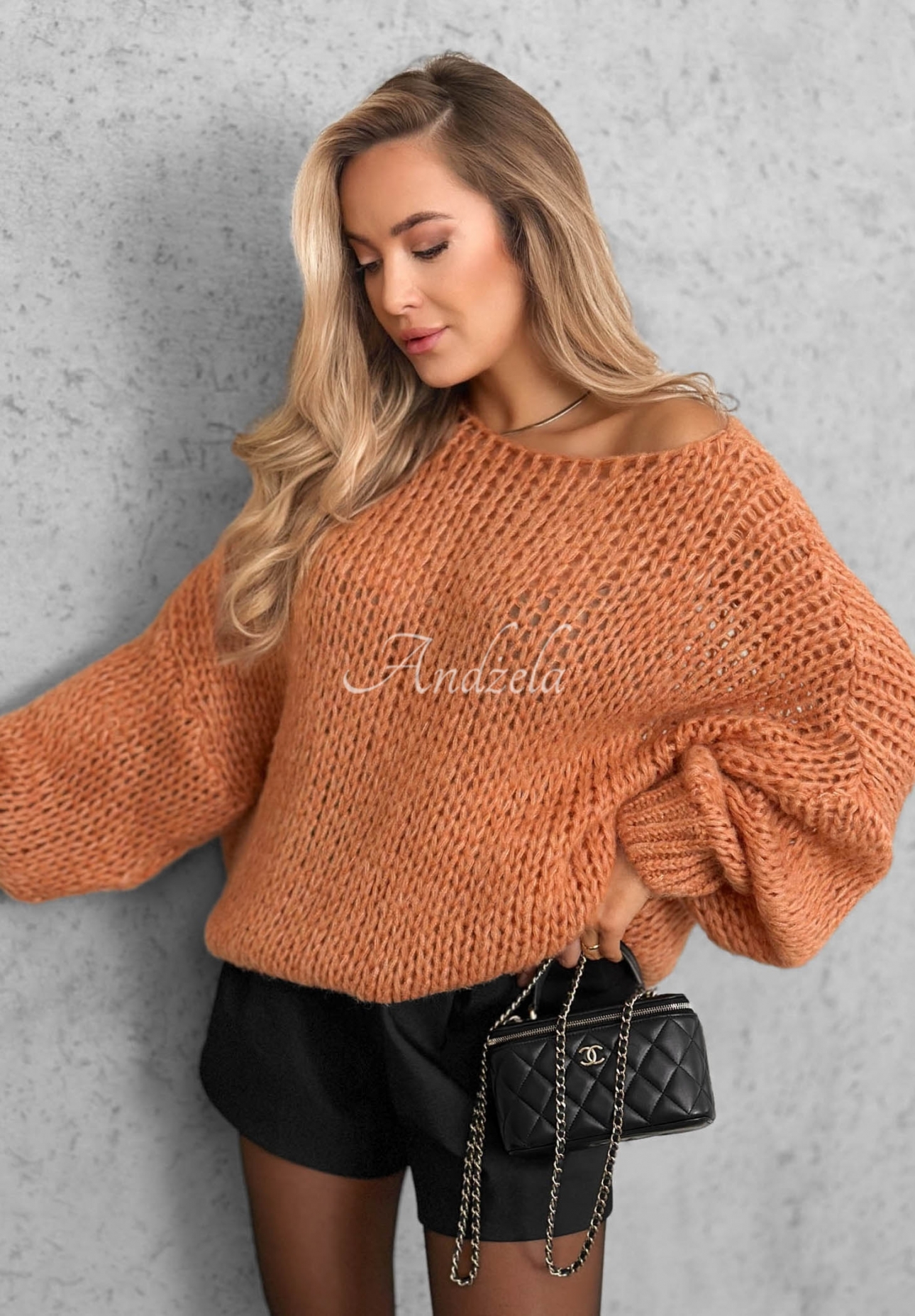 Měkký oversize svetr s vlnou a viskózou Sugar Babe rezavý