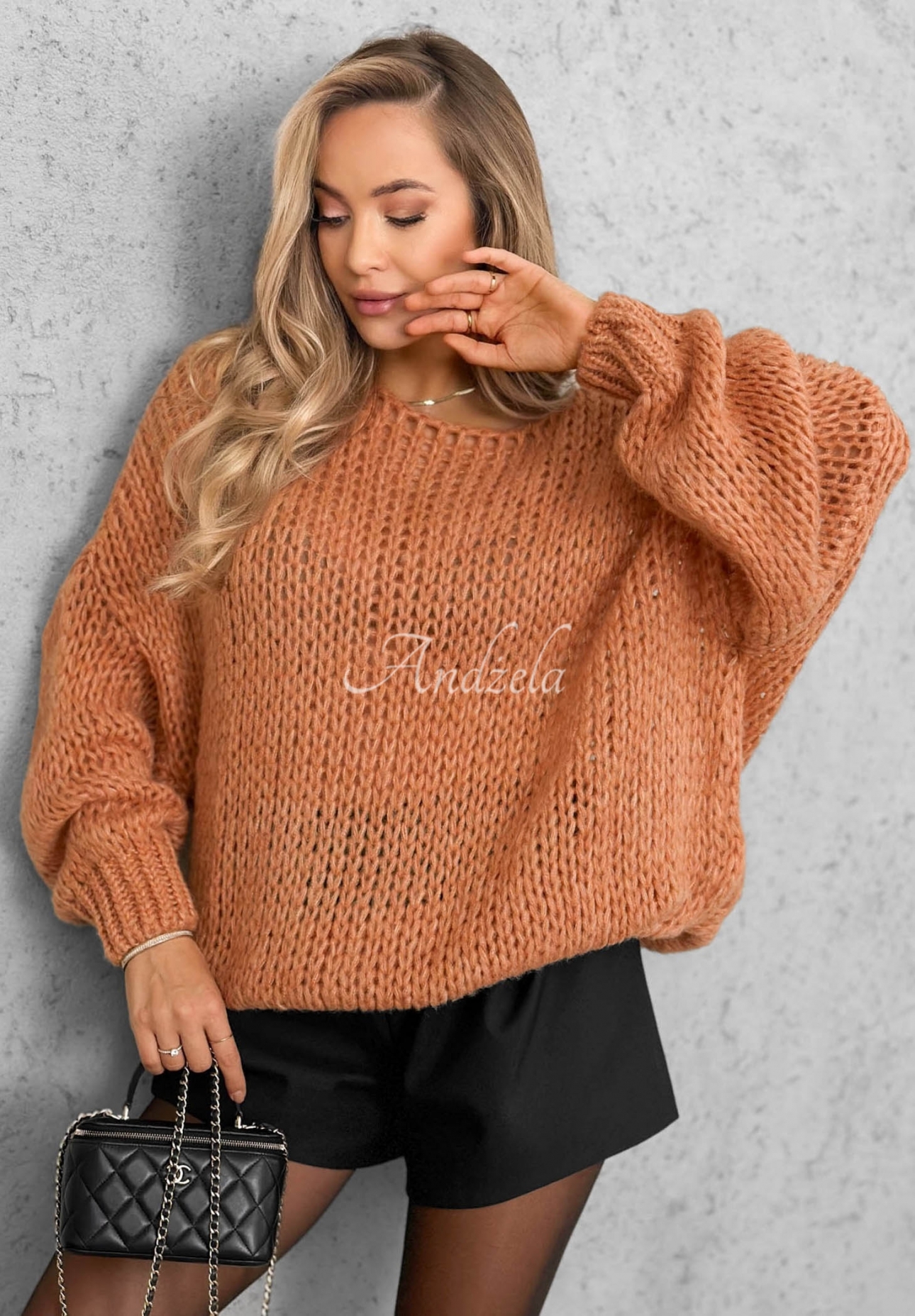 Měkký oversize svetr s vlnou a viskózou Sugar Babe rezavý