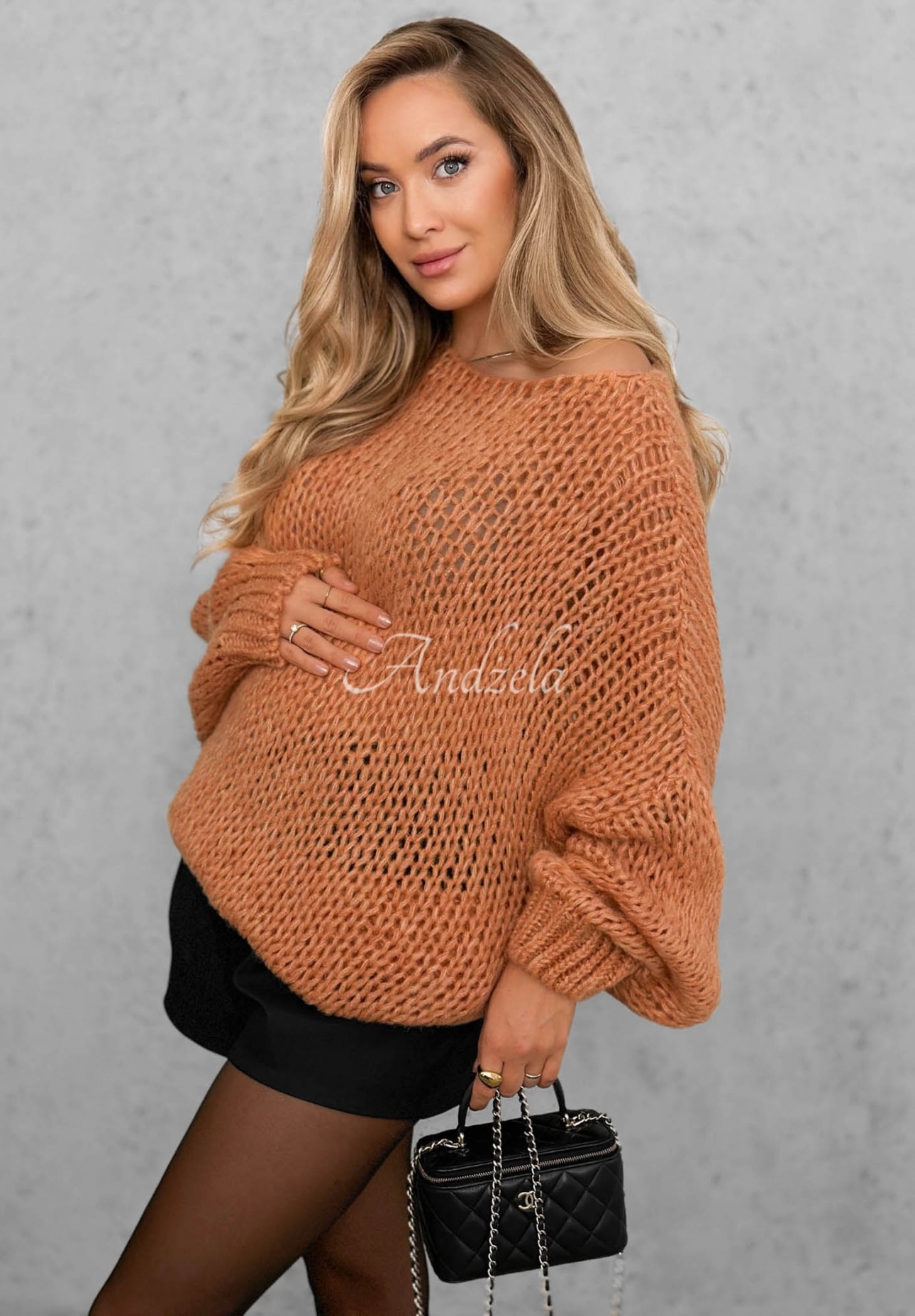Měkký oversize svetr s vlnou a viskózou Sugar Babe rezavý