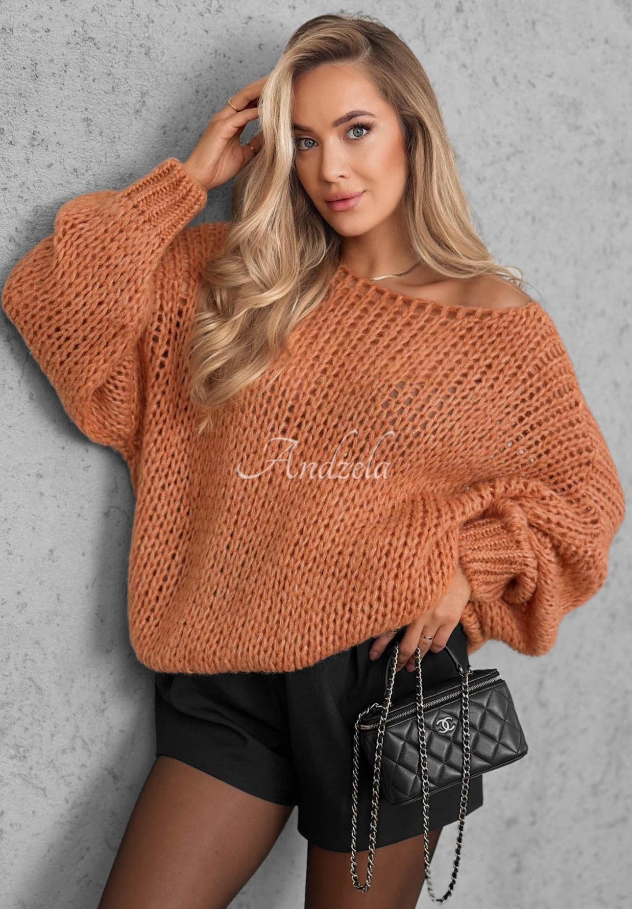 Měkký oversize svetr s vlnou a viskózou Sugar Babe rezavý