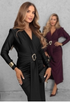 Elegancka Šaty maxi z marszczeniami So Elegant vínová