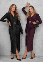 Elegancka Šaty maxi z marszczeniami So Elegant vínová