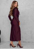 Elegancka Šaty maxi z marszczeniami So Elegant vínová