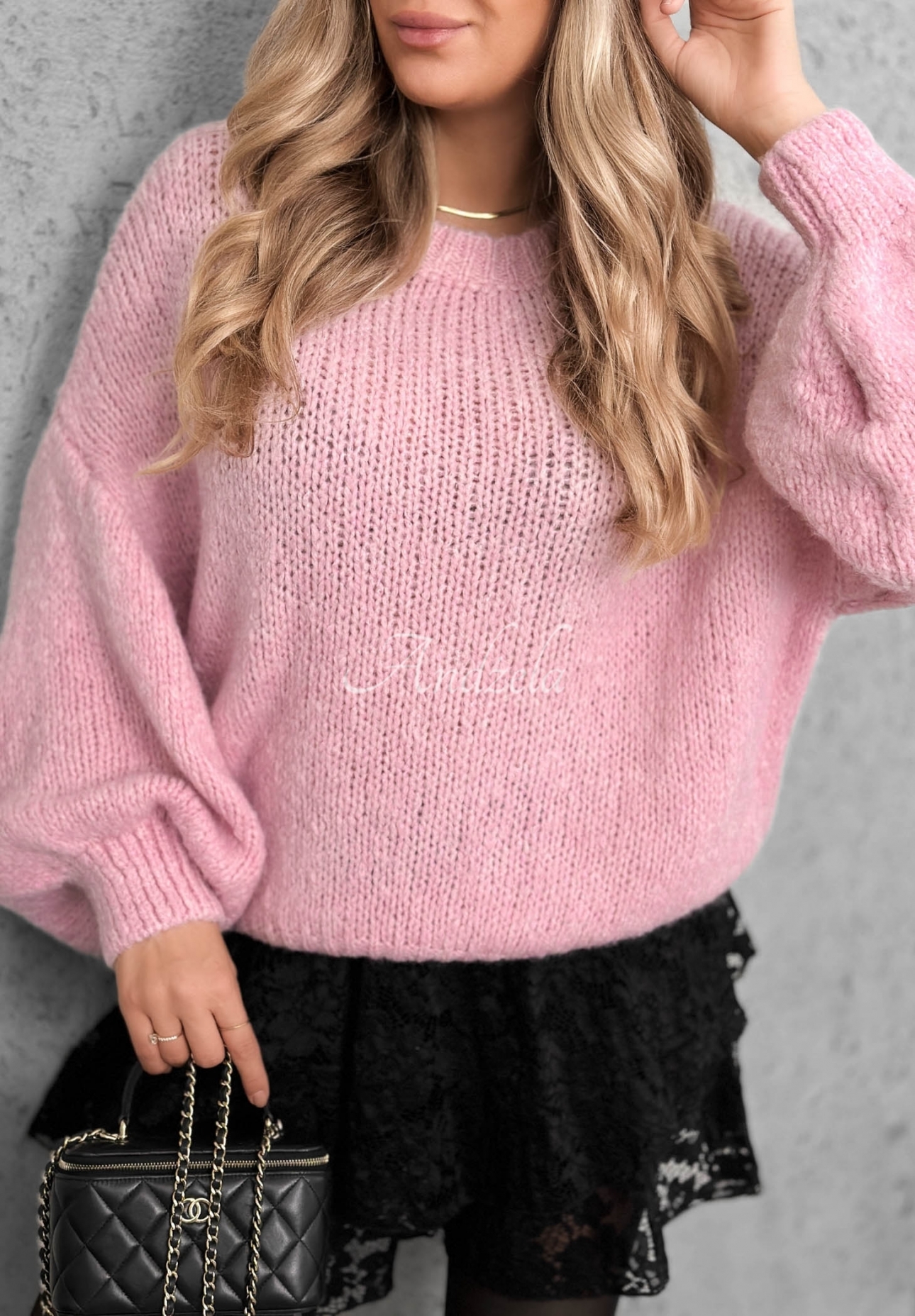 Měkký oversize svetr s vlnou a viskózou Cloud Babe pudrová růžová