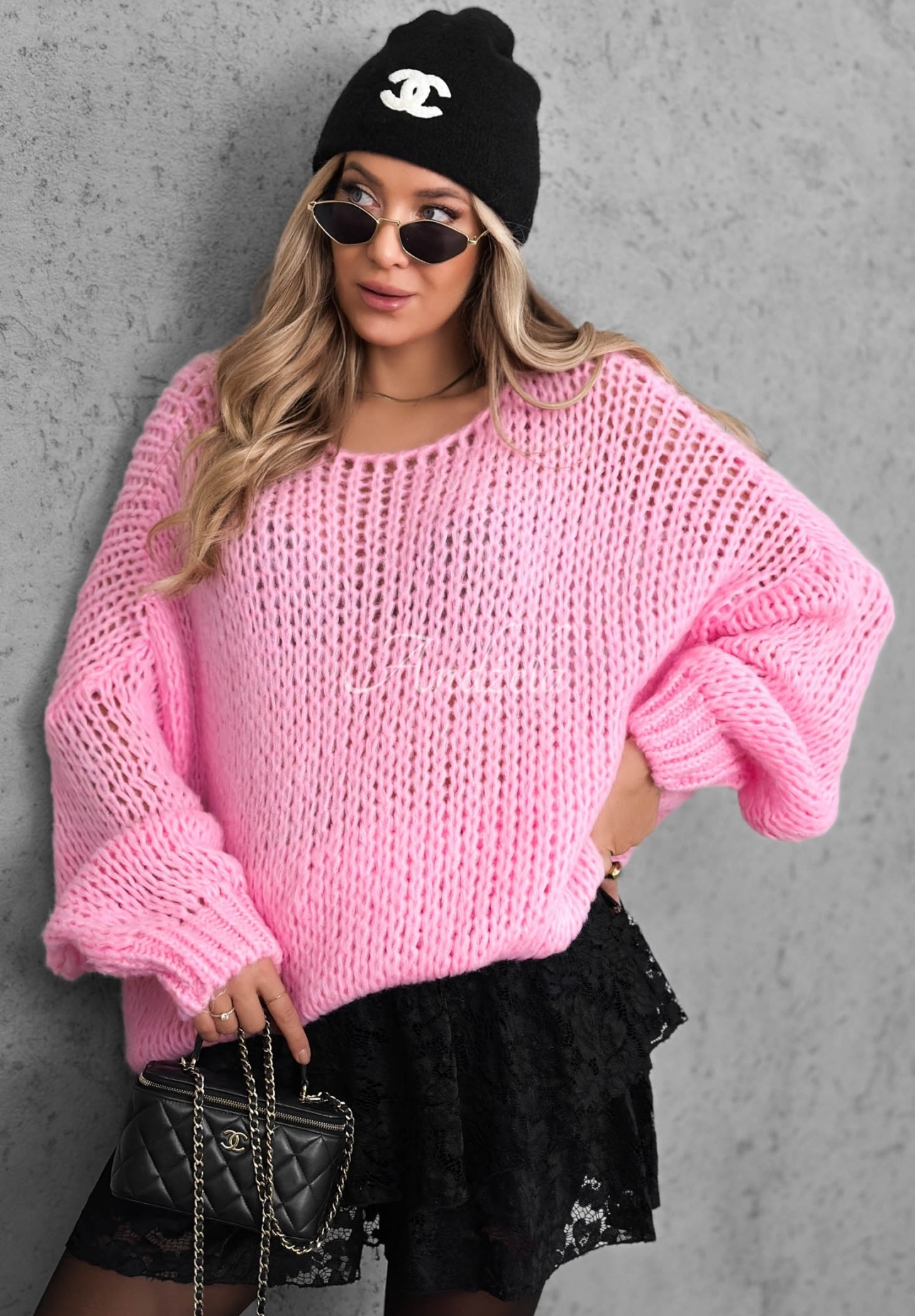 Měkký oversize svetr s vlnou a viskózou Sugar Babe růžový