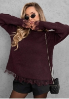 Svetr oversize z koronką Cozy Softness čokoládový