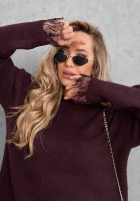Svetr oversize z koronką Cozy Softness čokoládový