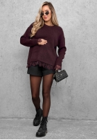 Svetr oversize z koronką Cozy Softness čokoládový