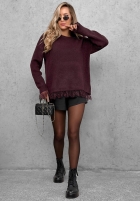 Svetr oversize z koronką Cozy Softness čokoládový