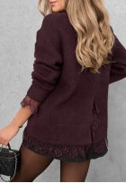 Svetr oversize z koronką Cozy Softness čokoládový