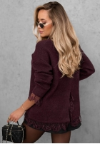 Svetr oversize z koronką Cozy Softness čokoládový