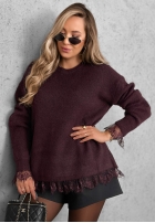 Svetr oversize z koronką Cozy Softness čokoládový