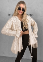 Ozdobnie pleciony kardigan z perełkami i tiulem Blush Darling Černé