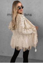 Ozdobnie pleciony kardigan z perełkami i tiulem Blush Darling Černé