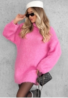 Miękki Svetr oversize z golfem Cozy Babe czekoladowo-Bílá