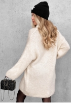Miękki Svetr oversize z golfem Cozy Babe czekoladowo-Bílá