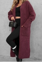 Dlouhý Kardigan oversize s kapsami Marbelio vínový