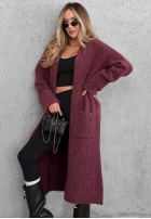 Dlouhý Kardigan oversize s kapsami Marbelio vínový