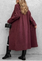 Dlouhý Kardigan oversize s kapsami Marbelio vínový