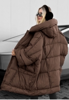 Puchowa Bunda oversize s kapucí Frozen Tale čokoládová