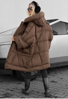 Puchowa Bunda oversize s kapucí Frozen Tale čokoládová