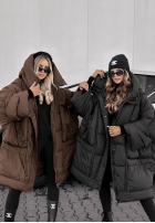Puchowa Bunda oversize s kapucí Frozen Tale čokoládová