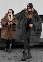 Puchowa Bunda oversize s kapucí Frozen Tale čokoládová