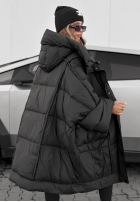 Puchowa Bunda oversize s kapucí Frozen Tale čokoládová
