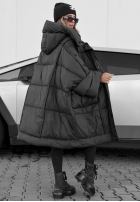 Puchowa Bunda oversize s kapucí Frozen Tale čokoládová