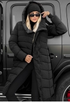 Długa Prošívaná Bunda s kapucí i paskiem Snow Empress borůvková