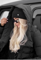 Długa Prošívaná Bunda s kapucí i paskiem Snow Empress borůvková