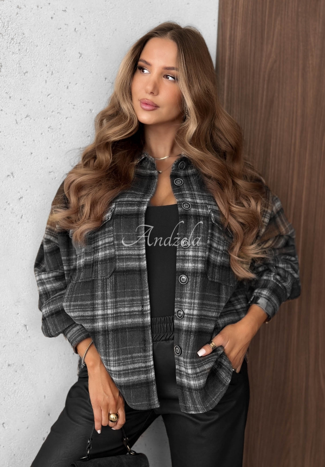 Károvaná košile s vlnou Maple Plaid černá