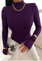 Halenka z longsleeve z półgolfem First Of All čokoládová