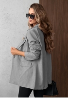 Elegancka Sako z kołnierzem Timeless Poise jasnoszara