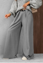 Eleganckie Kalhoty wide leg z zakładkami Timeless Poise jasnoszare