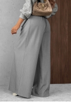 Eleganckie Kalhoty wide leg z zakładkami Timeless Poise jasnoszare