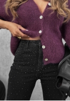Kalhoty džínové  mom fit z kryształkami Glitter Affair černé