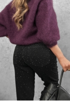 Kalhoty džínové  mom fit z kryształkami Glitter Affair černé
