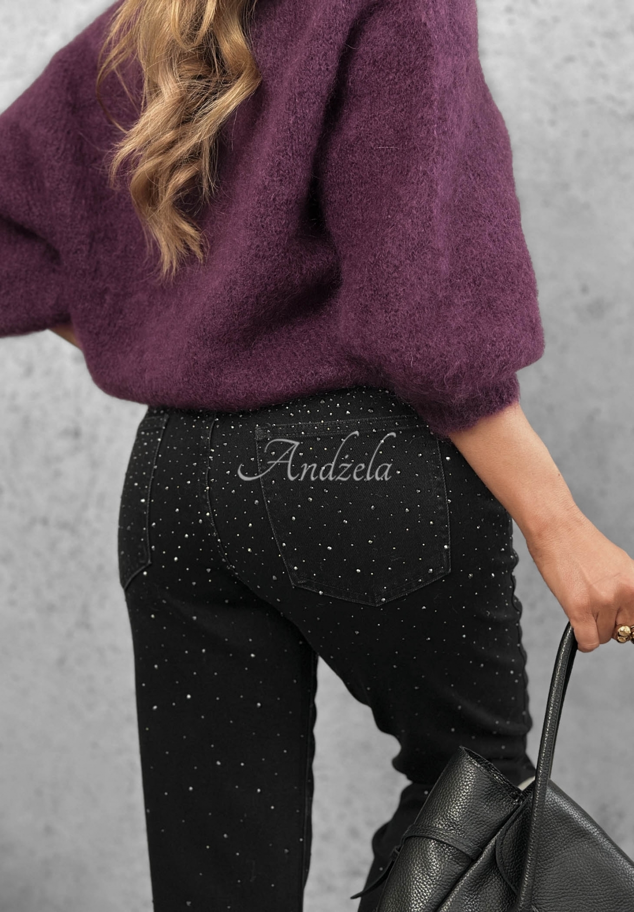 Džíny střihu mom fit s kamínky Glitter Affair černé