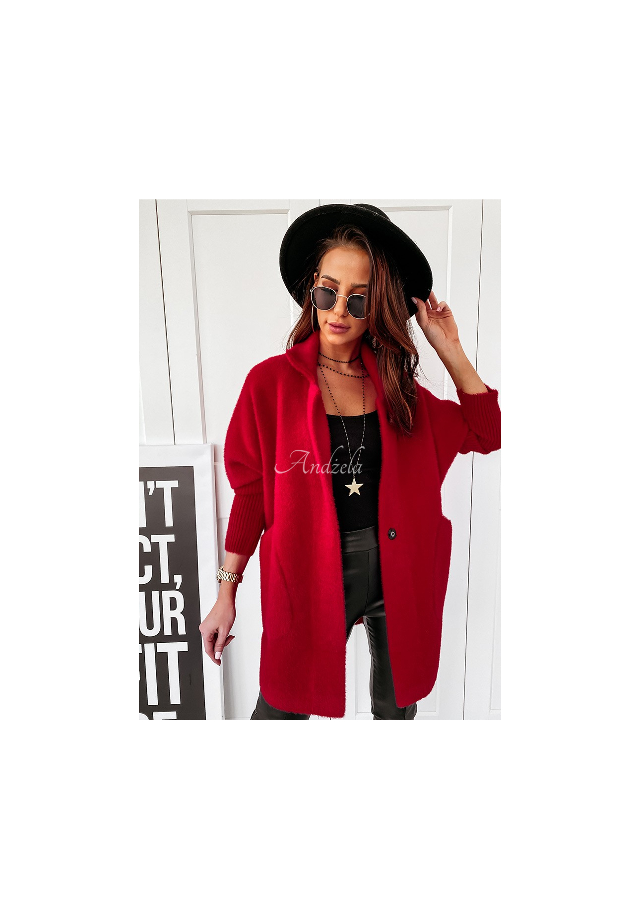 Kabát alpaka oversize Royal červený