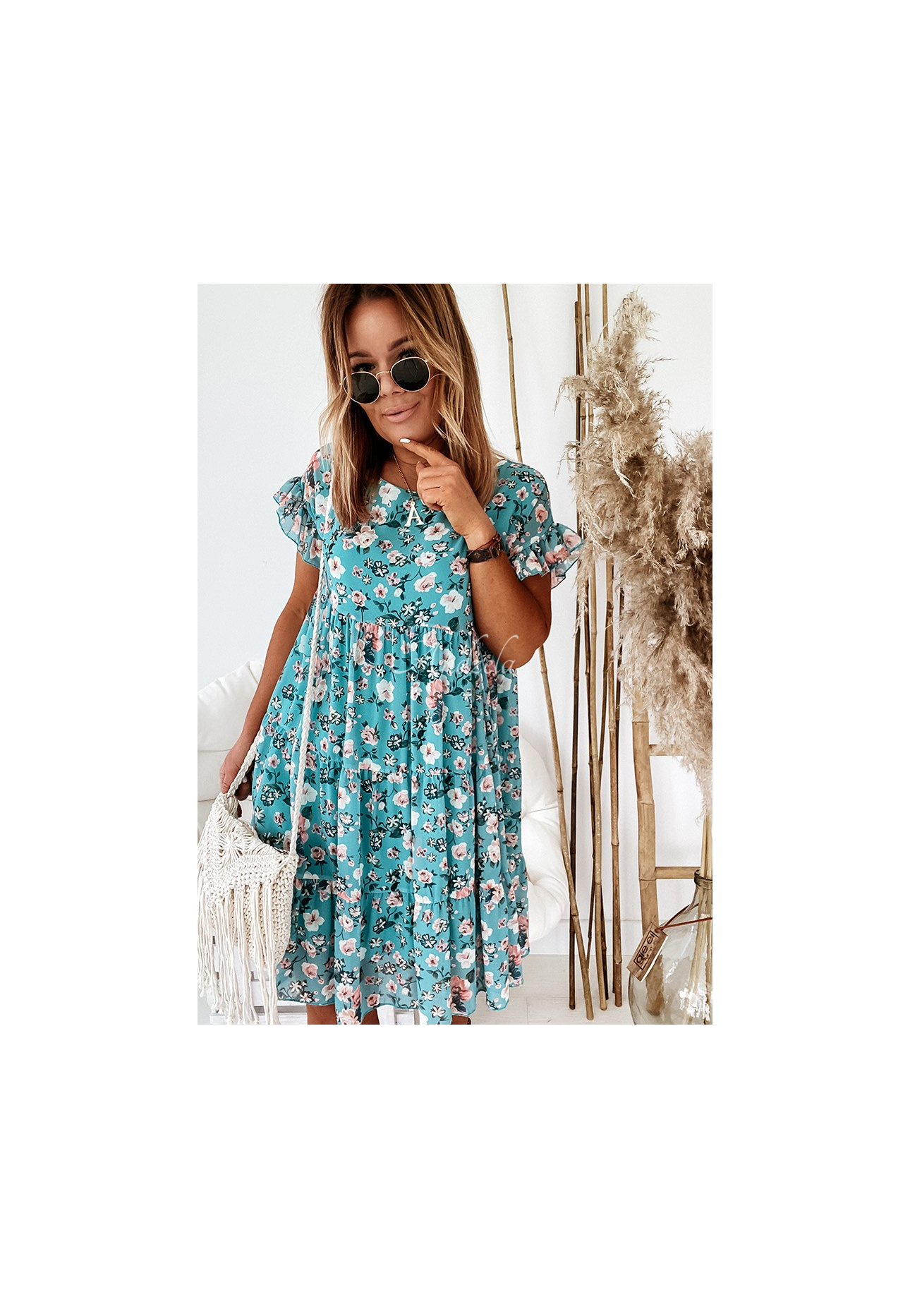 Květované šaty Bellarose modrá