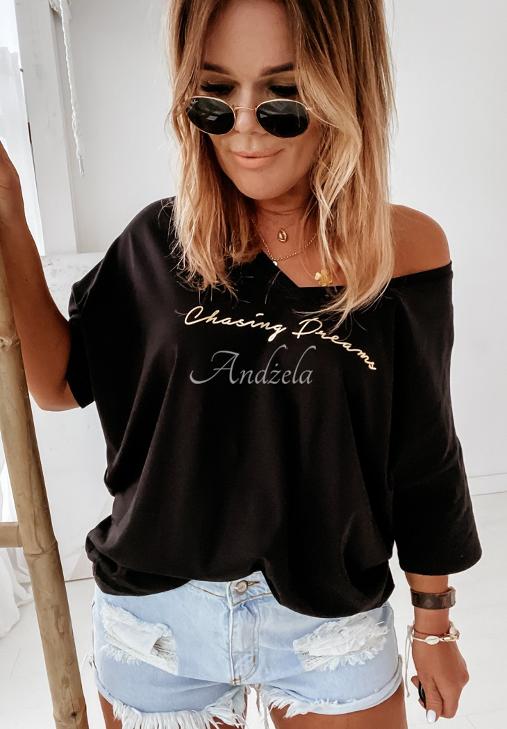 Halenka oversize Chasing Dreams černá